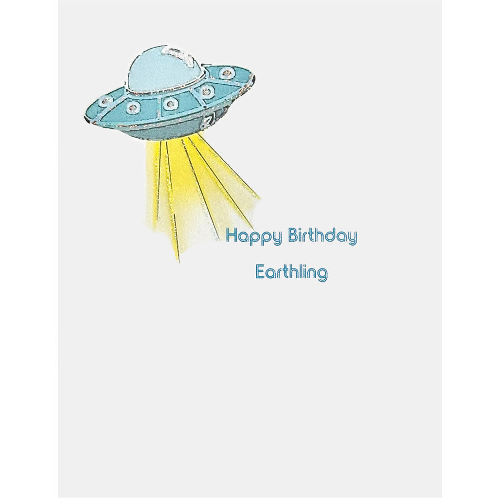 UFO Earthling Birthday Card