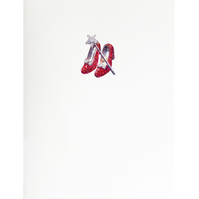Ruby Slippers Card embellished with fine glitter. Lumia Designs