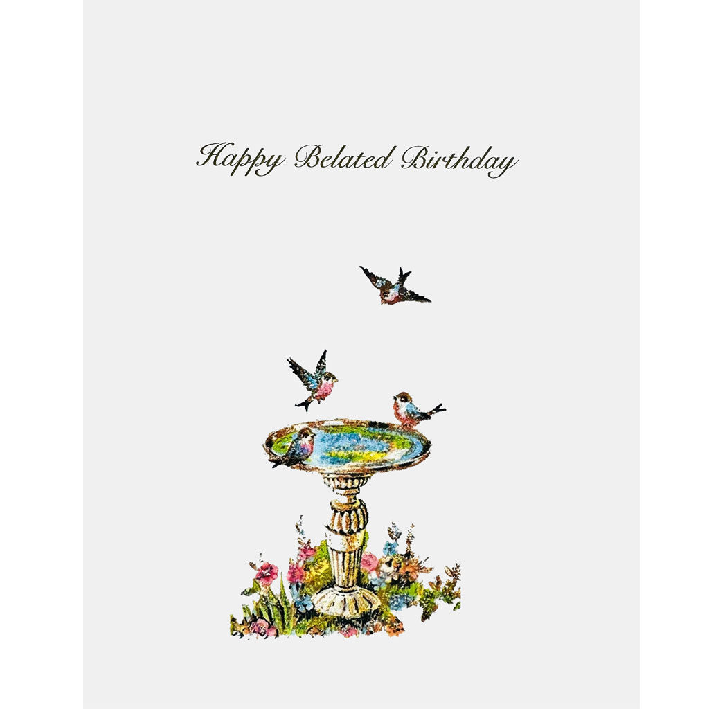 Birdbath Belated Birthday Card