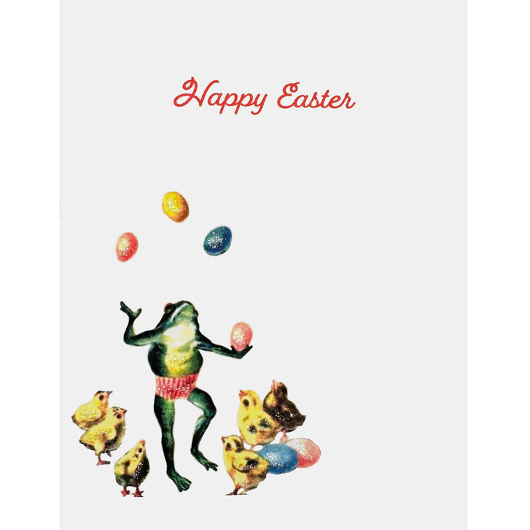 Frog Juggling Eggs Easter Card