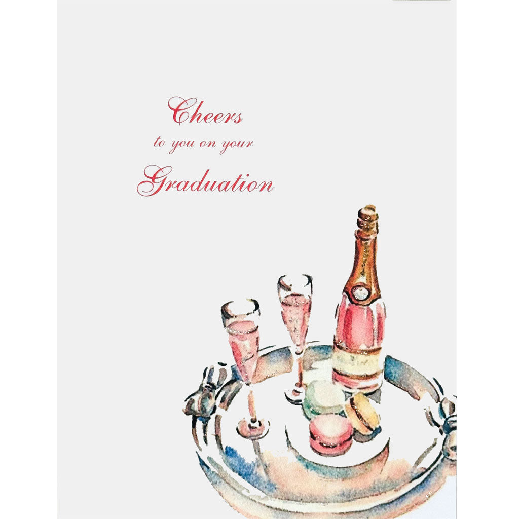 Pink Champagne Graduation Card