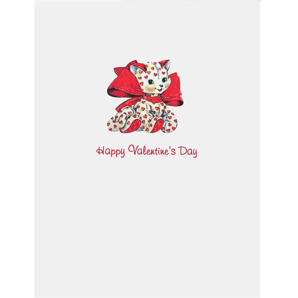 Cat With Hearts & Bow Valentine's Card
