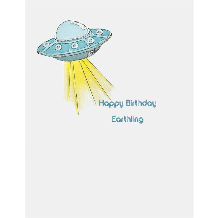 UFO Earthling Birthday Card