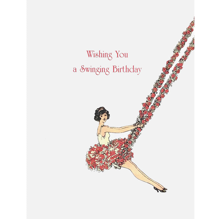 Girl on Swing Birthday Card