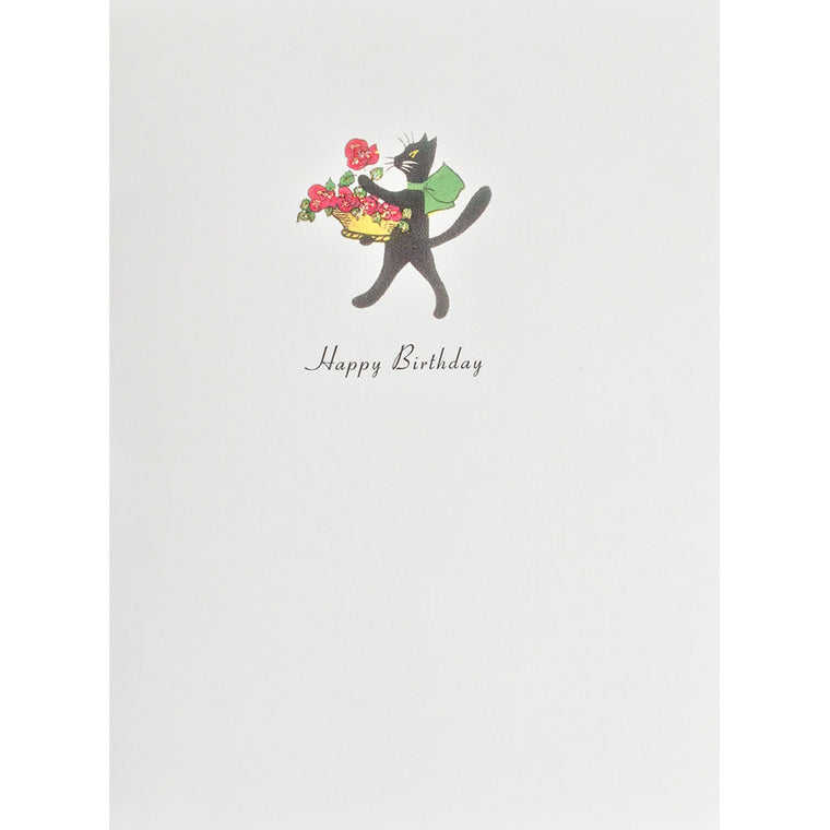 Greeting Card Cat with Roses - Lumia Designs