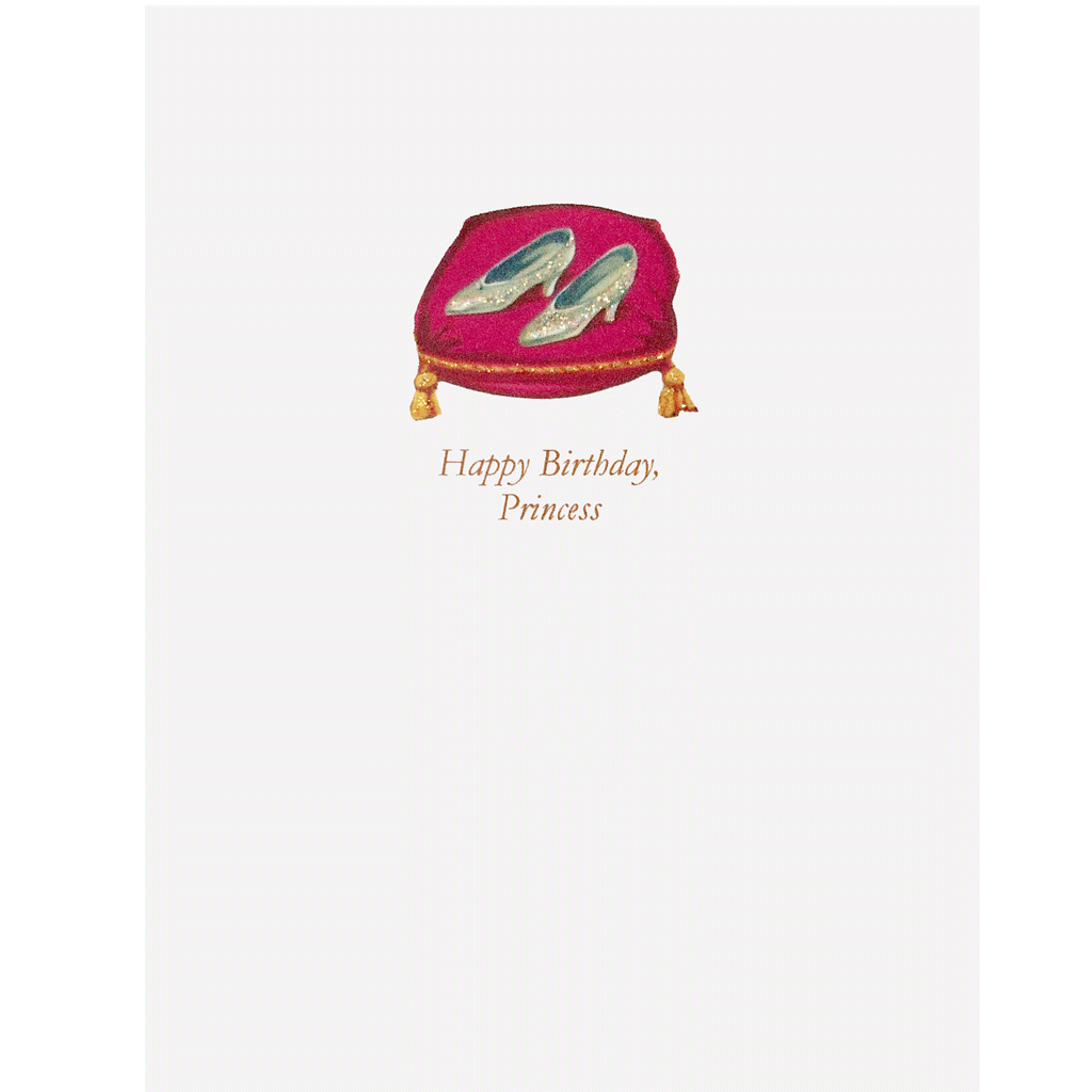 Glass Slippers Birthday Card- hand glittered. Happy Birthday, Princess - made in USA