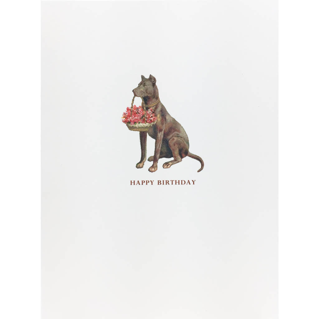 Dog Flower Basket Birthday Card