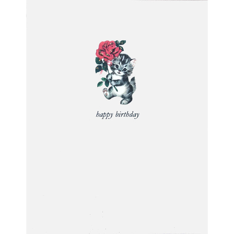 Kitty with Rose Birthday Card - Lumia Designs