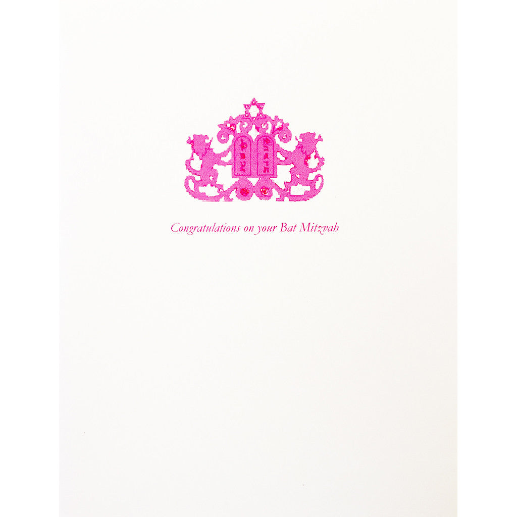 Greeting Card Lions Pink Bat Mitzvah - Lumia Designs