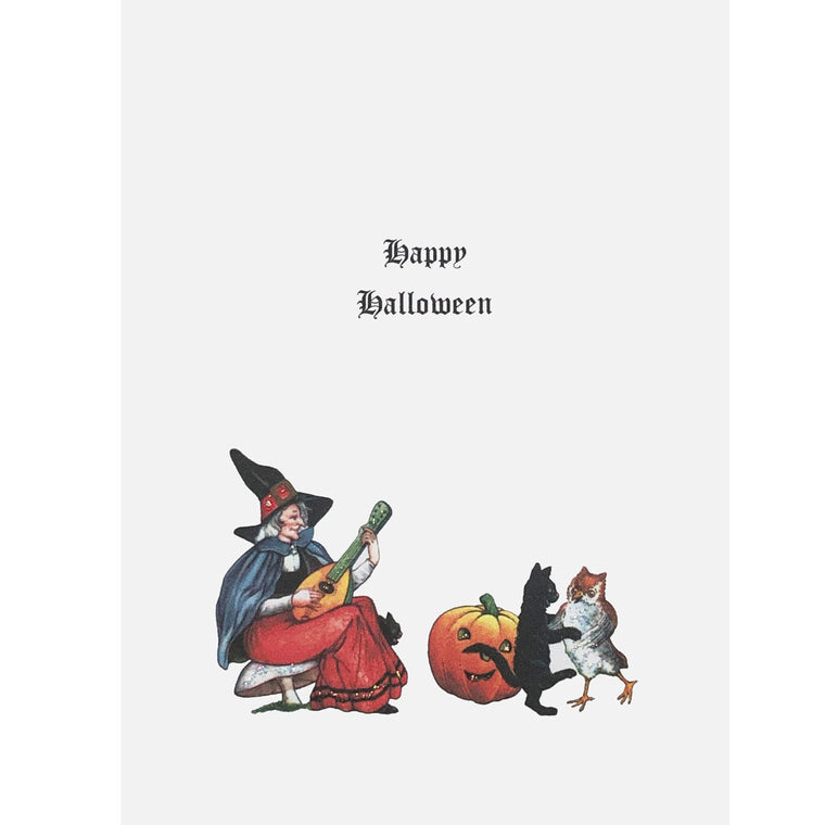 Witch with Mandolin Halloween Card