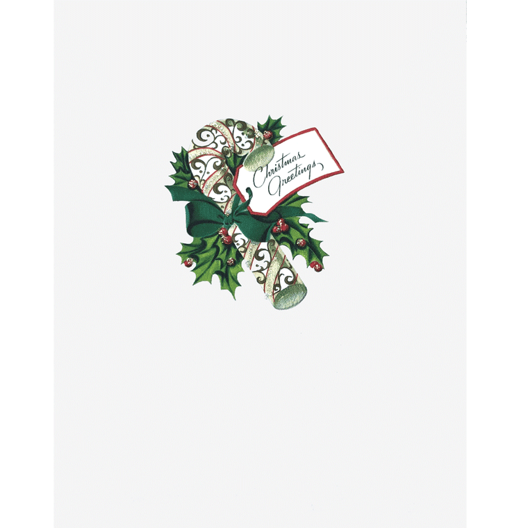 Candy Cane Holly Christmas Card