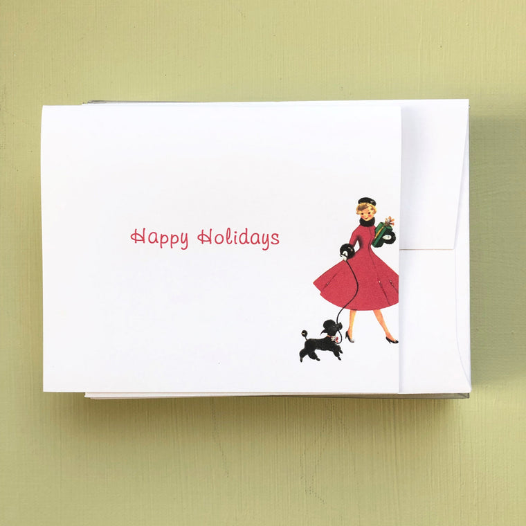 Girl with Red Coat & Dog Boxed Holiday Card
