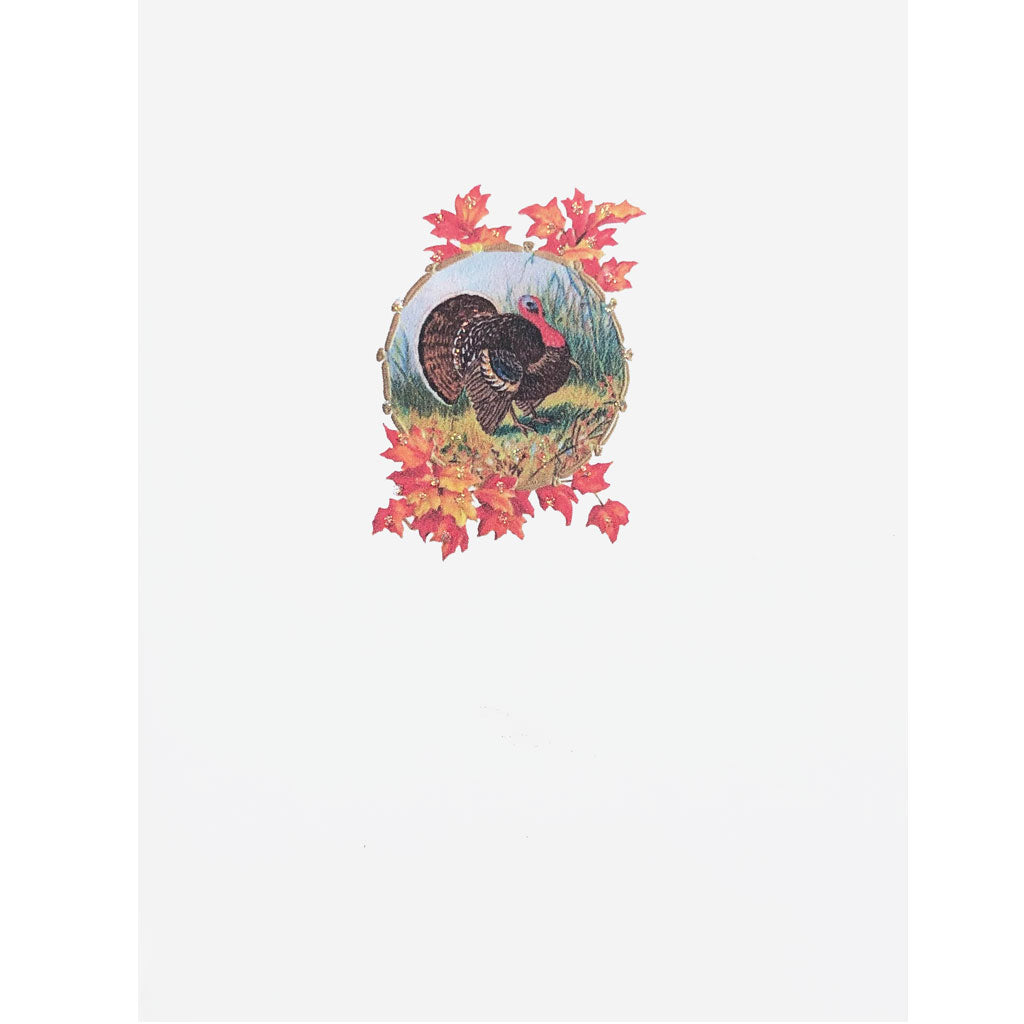 Turkey With Leaf Border Thanksgiving Card