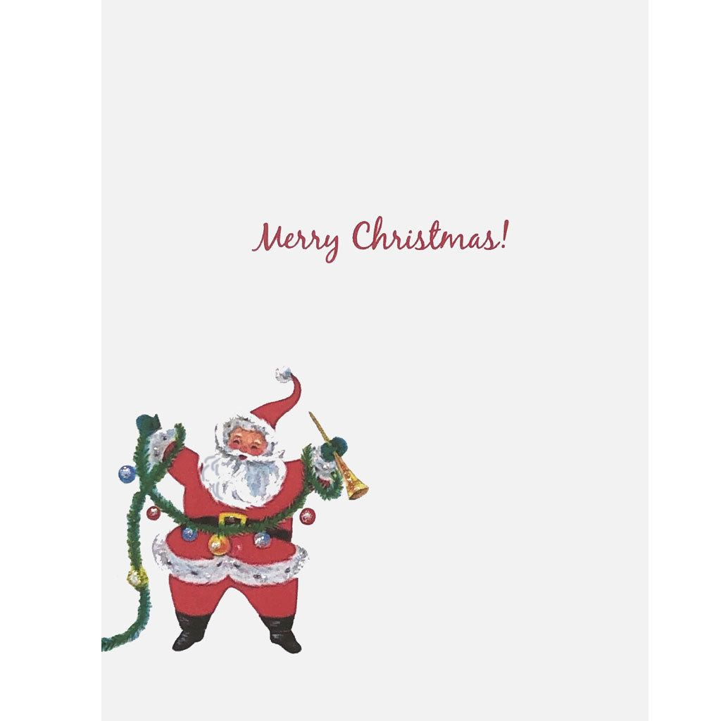 Santa With Horn Christmas Card
