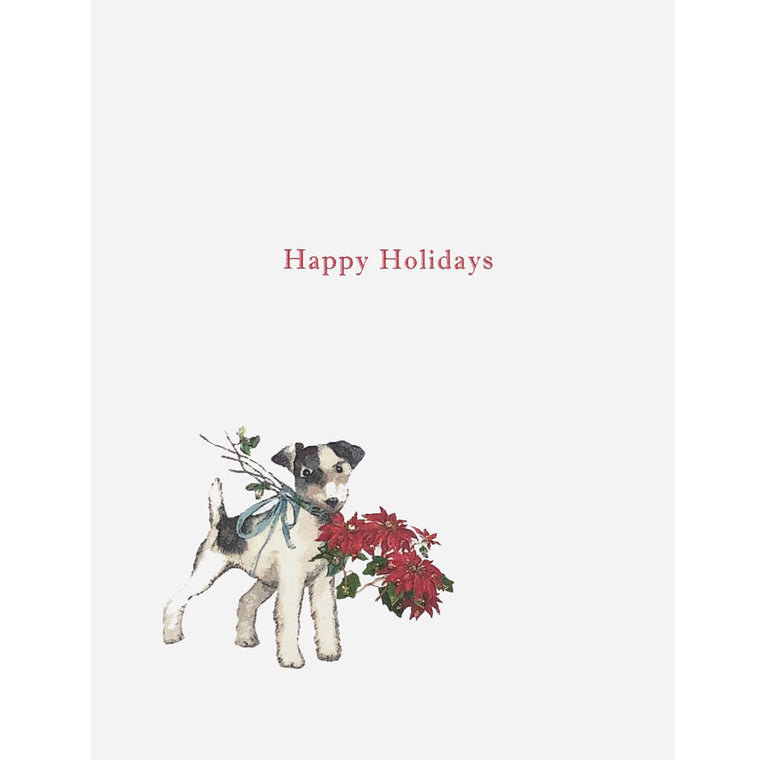 Doggie Poinsettias Holiday Card