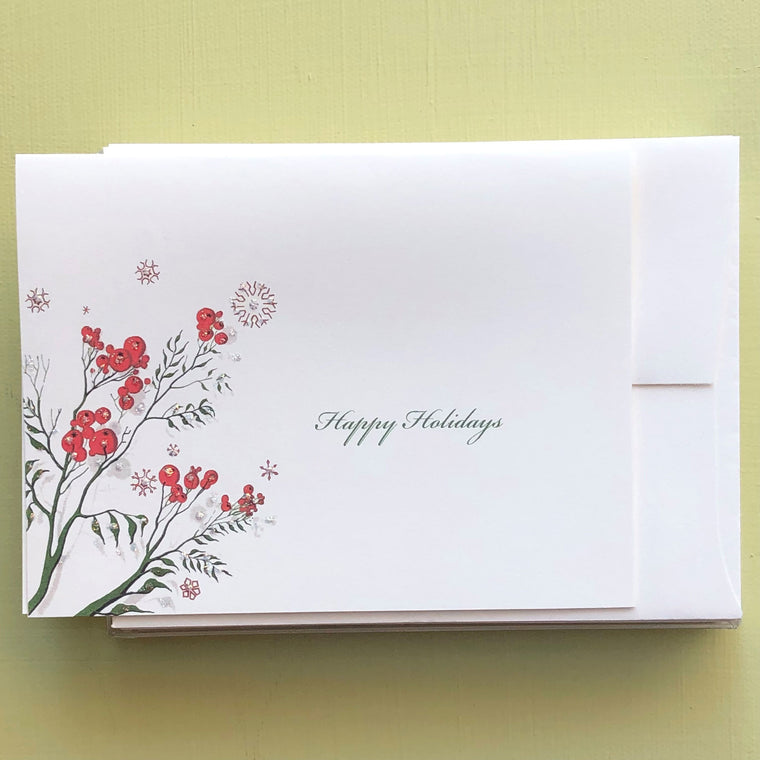 Holly Berries Boxed Holiday Card