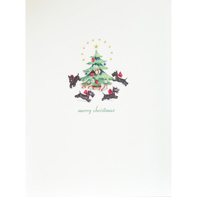 Greeting Card Scotties Xmas Tree - Lumia Designs