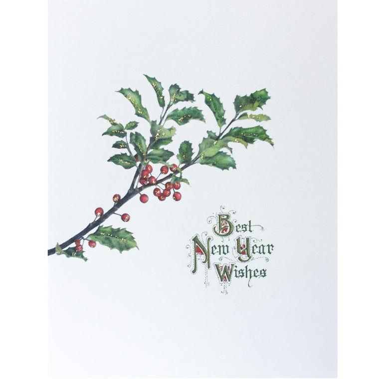 Greeting Card New Years Holly - Lumia Designs