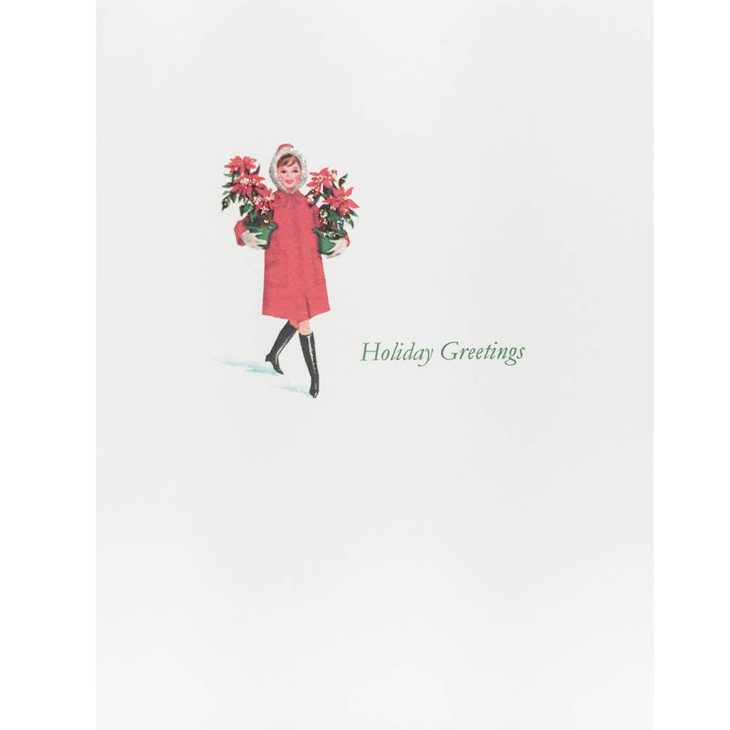 Girl with Poinsettias Holiday Card