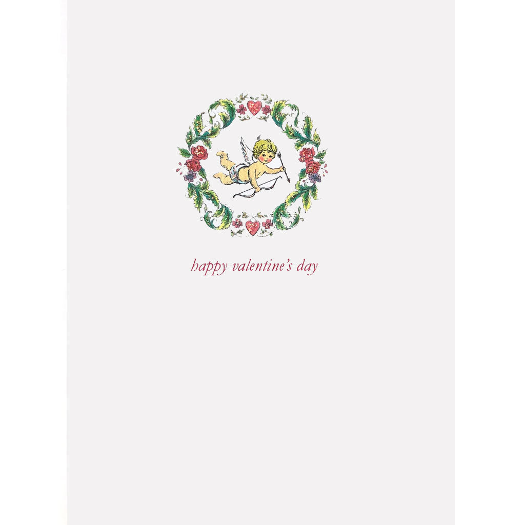 Cupid in Wreath with Hearts Card