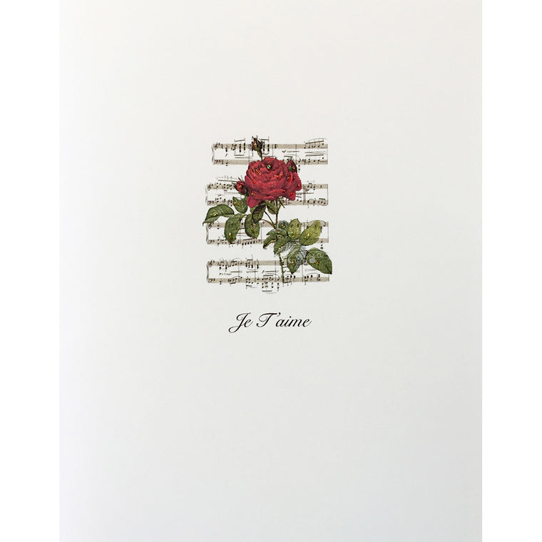 Greeting Card Rose Music Je Taime - Lumia Designs