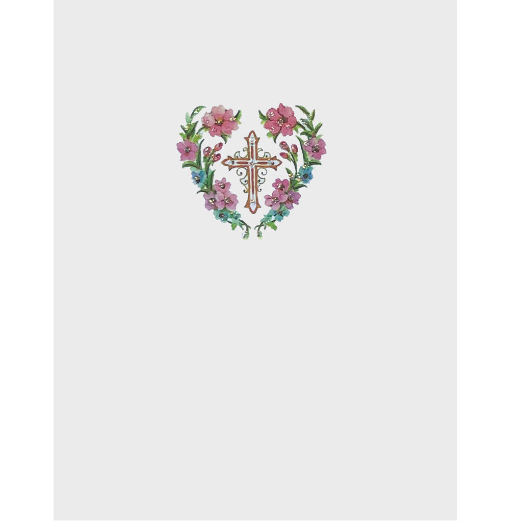 Cross in Flower Heart Card