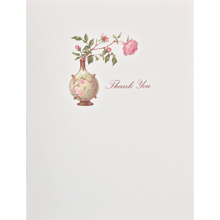 Greeting Card Rose Vase Thank You - Lumia Designs