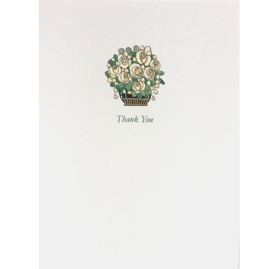 Deco White Roses Thank-You-Card