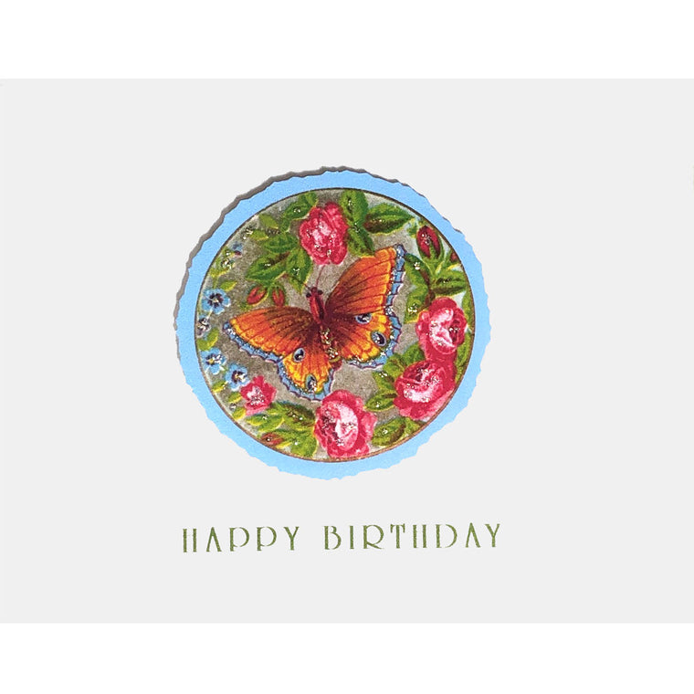 Butterfly with Roses Birthday Card