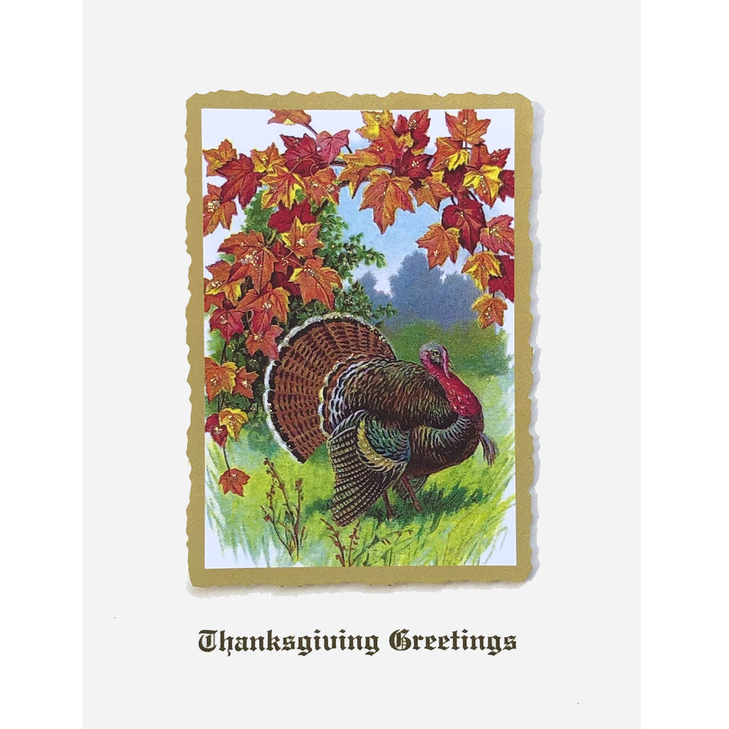 Turkey With Autumn Leaves Thanksgiving Card