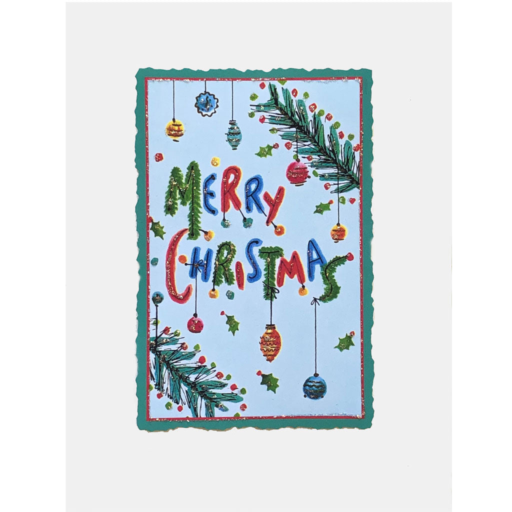 Pine & Ornaments Christmas Card