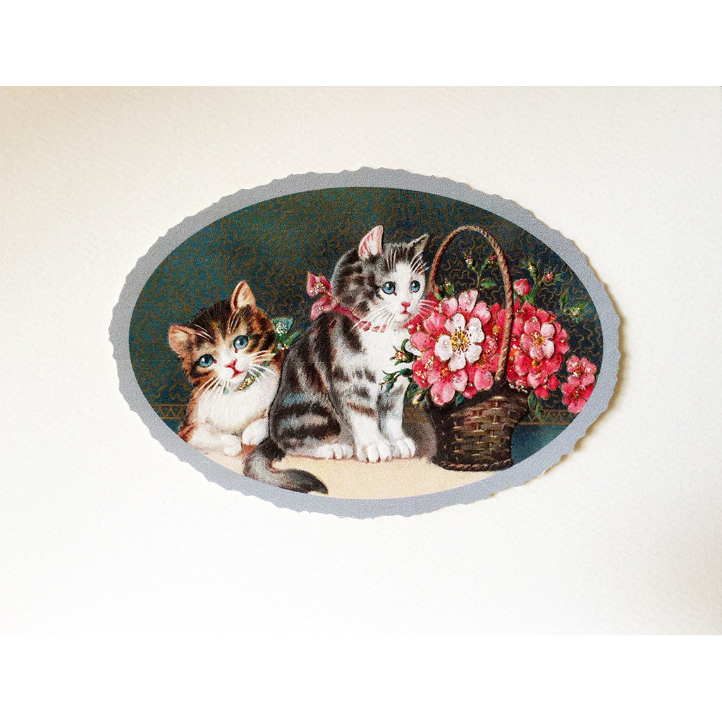 Greeting Card Kitties Flower Basket - Lumia Designs
