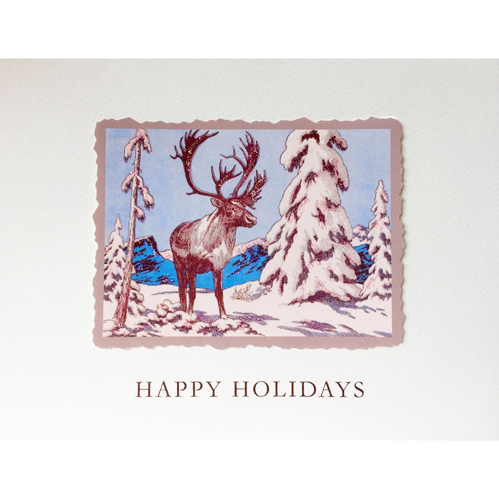 Greeting Card Caribou Holiday - Lumia Designs
