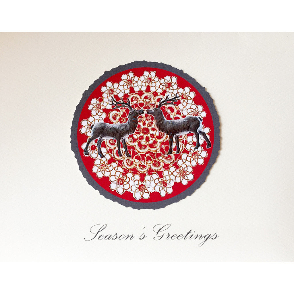 Greeting Card Reindeer Kiss HO-64 - Lumia Designs