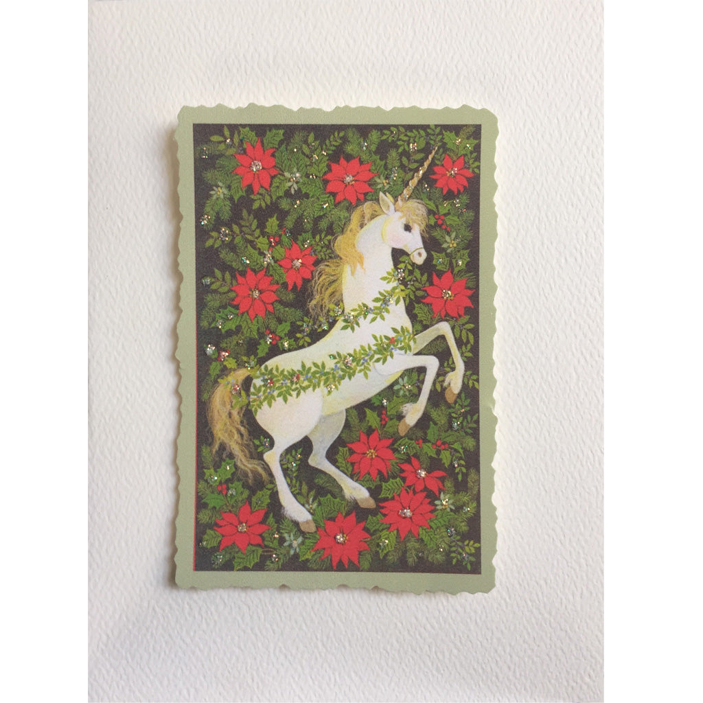 Unicorn Poinsettias Card