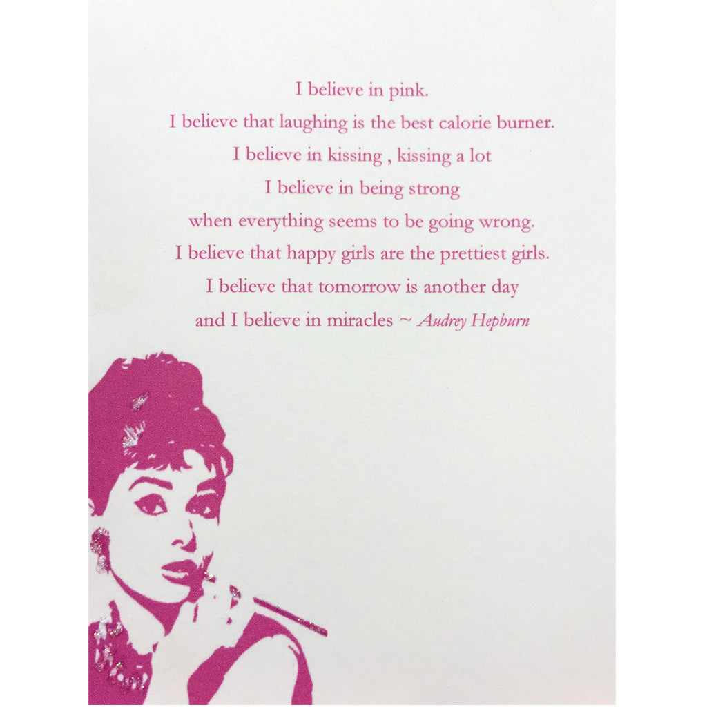 Audrey Hepburn Quote Card with glitter